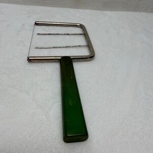 VTG MCM Green Swirl Bakelite Handle Cheese Slicer Stainless Steel Wire Cutter
